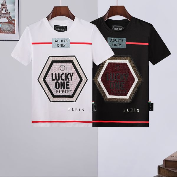 

plein bear t shirt mens designer tshirts rhinestone skull men t-shirts classical hip hop streetwear tshirt casual tees pb 16288, White;black