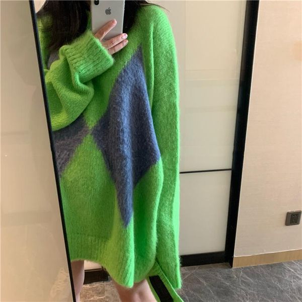 

women's sweaters women pullovers winter jumpers knitwear green & black vintage elegant sweater dress pink clothes roupas feminina vesti, White;black