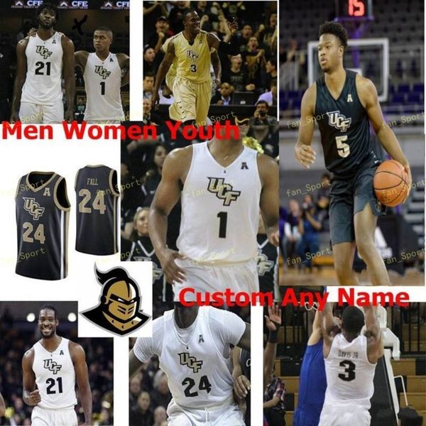 

ncaa college ucf knights basketball jersey 0 yuat alok 1 bj taylor 1 tony johnson jr. 10 dayon griffin custom stitched, Black