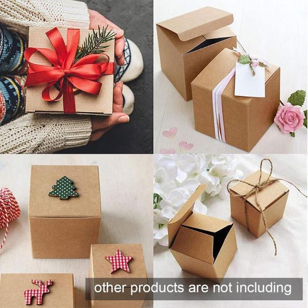 

gift wrap 20pcs 3 sizes square kraft paper box black small packing wedding party favor present brown cardboard carton