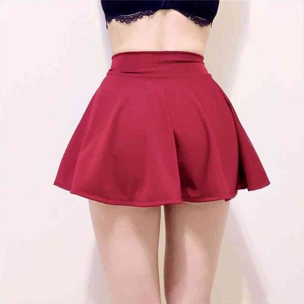 

high waist big hem flared pleated women skirts lady mini skirts outdoor sweet harajuku girls dance short skirt street, Black