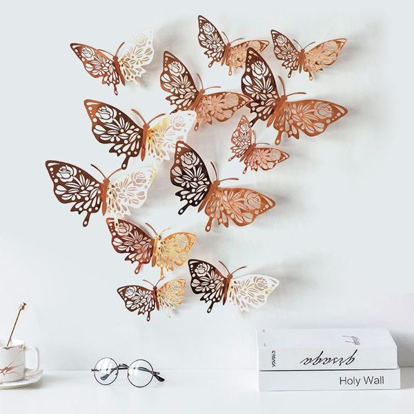

wall stickers 12pcs 3d butterfly hollow for kids rooms home decor fridge da