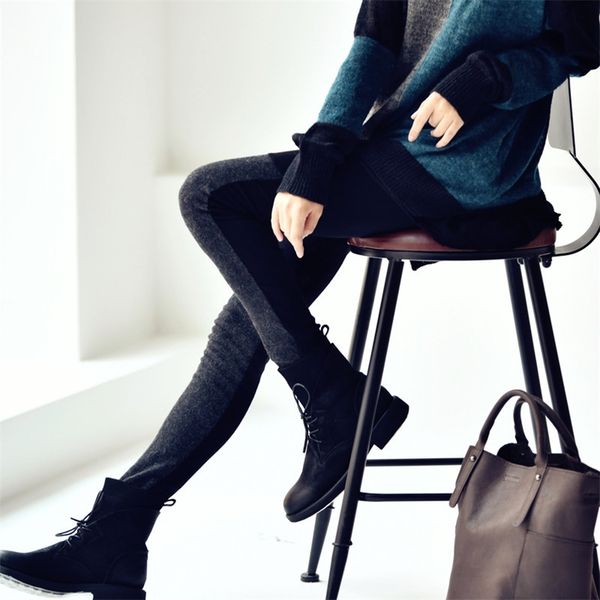 

micoco k1103a autumn and winter practical versatile wool cloth elastic waist wearing leggings female 211215, Black