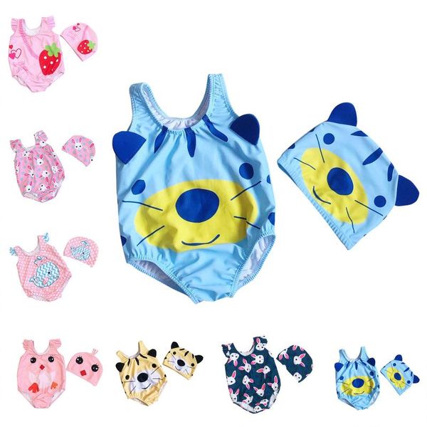 

0-3years cute animal set toddler baby boy girl cartoon swimwear swimsuit beach romper clothes maillot de bain fille 1 an m4 one-pieces, Black