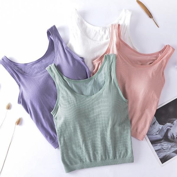 

camisoles & tanks women tank lingerie sleeveless camis female bra vest underwear knitted tee summer padded camisole, Black;white