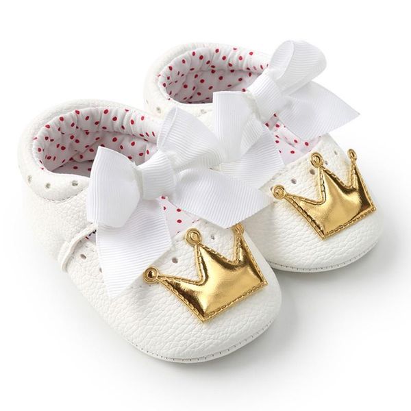 

spring autumn cute baby pu butterfly crown anti-slip shoes princess toddler soft soled indoor crib first walkers