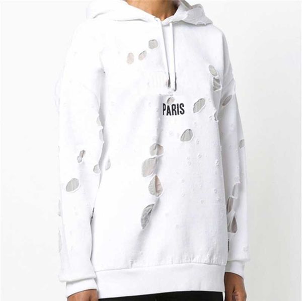 

21ss men's hoodies classical streetwear letter printed women's hoodies casual hole wide-waisted pullover high streert elements swe, Black
