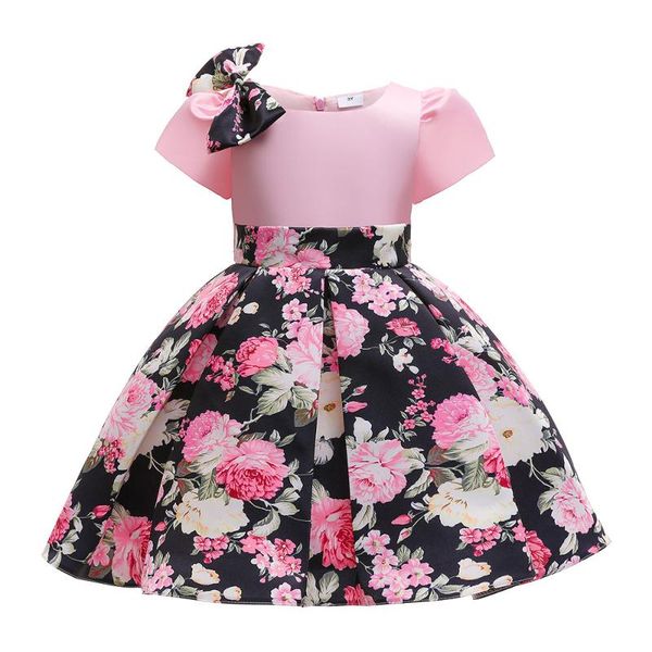 

girl's dresses o-neck elegant girls princess dress flowers for wedding party kids summer children vestidos 10 years, Red;yellow