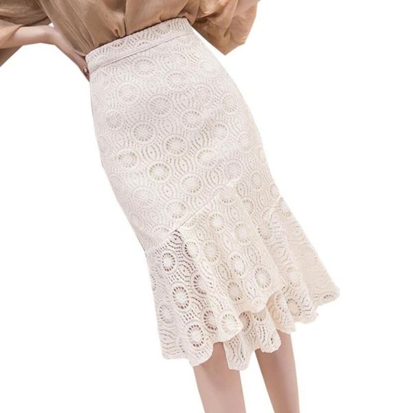 

skirts women lace skirt 2021 high waist tulle ball plus size women's black apricot trumpet q199