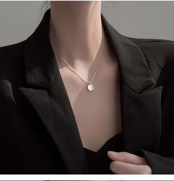 

chains simple trendy 925 sterling silver minimalist geometric shell choker necklaces for women girls party jewelry gift lm043