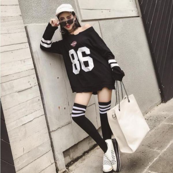 

women's t-shirt casual print o-neck long sleeve fashion brand clothing t-shirts spring fall korean style harajuku high quality, White