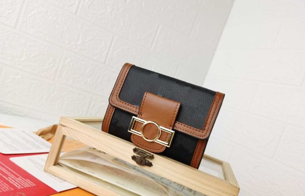

wholesale dauphine compact wallet in brown women small leather goods luxury designers classic wallets handbag credit card holder fashion, Red;black