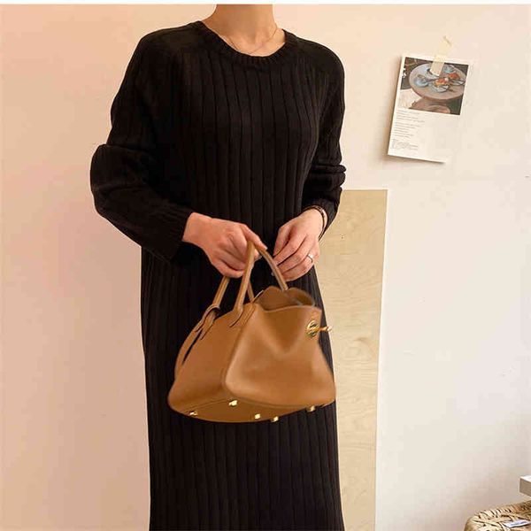 

one-piece dress womens autumn korean slim long-sleeved mid-length dress womens casual office thick knitted sweater, Black;gray