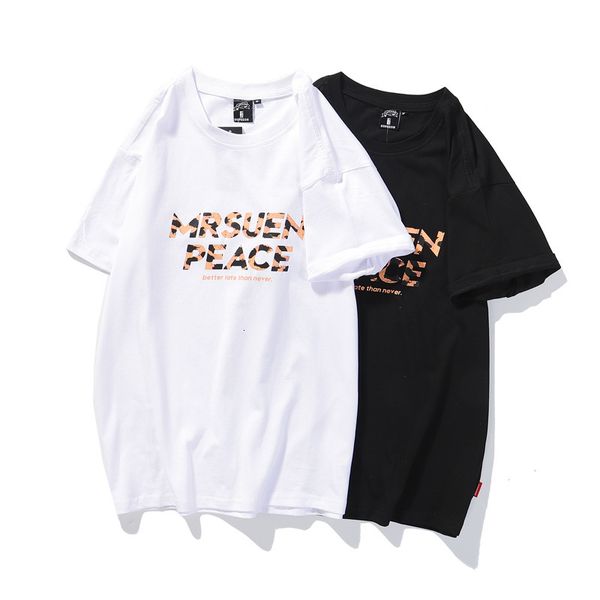 

t shirt short sleeve men's and women's korean loose student bf large leopard letter summer coat half, White;black