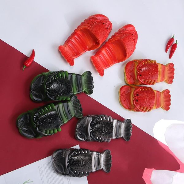 

women flat beach slipper funny lobster slippers couple arrivals non-slip summer shoes large size, Black