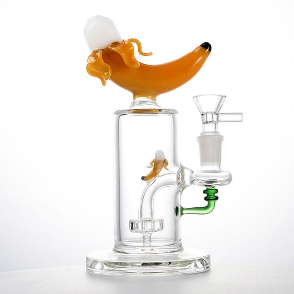 Cachimbos de água exclusivos Bong de vidro em forma de banana Perc Tubos de água 8