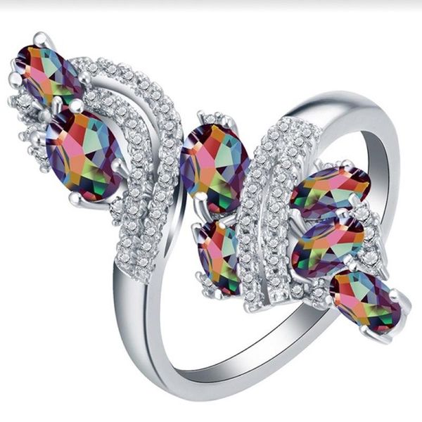 

wedding rings luxury colorful zircon ladies accessories for women jewelry knot ring, Slivery;golden