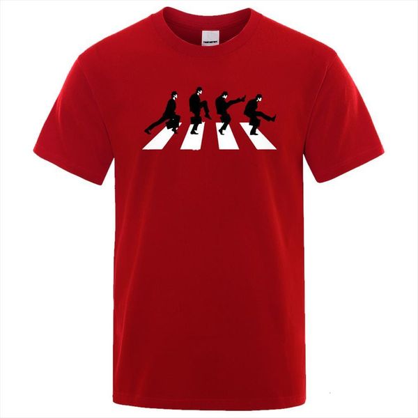 

summer brand monty python mens the ministry of silly walks printed short sleeve casual tee, White;black