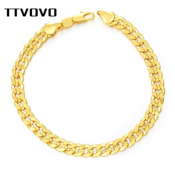 

link, chain chainvovo cuban curb link bracelets for men 6mm 21cm gold color & bangle male wristband hip hop punk jewelry, Black