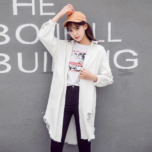 

women's trench coats office lady solid women denim coat spring 2021 full sleeve european long windbreaker ladies overcoat, Tan;black