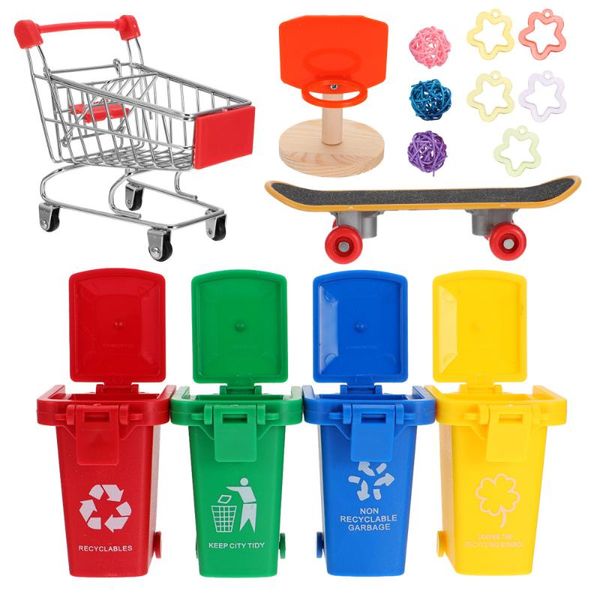 

other bird supplies 15pcs training set parrot skateboard garbage can basketball and cart