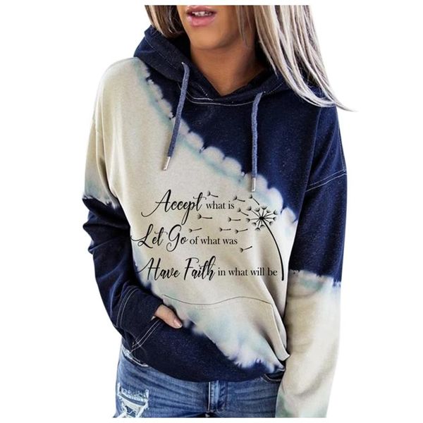 

women's hoodies & sweatshirts autumn spring fashion print letter lace up drawstring casual loose jacket clothing, Black