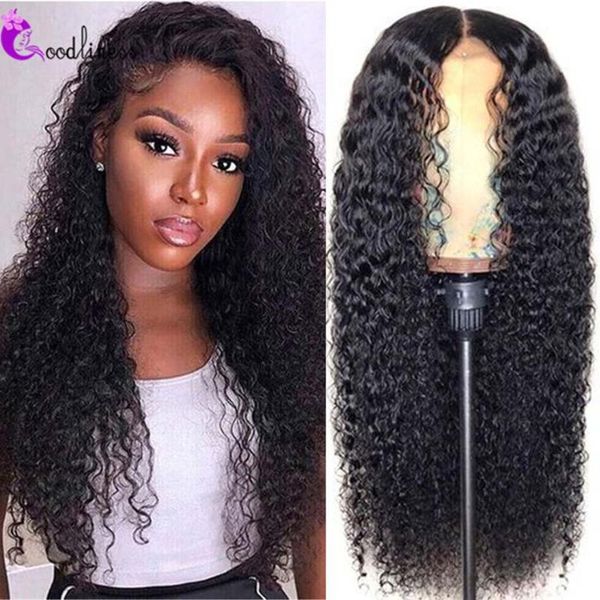 

lace wigs curly hd natural color kinky wig human hair thick front closure, Black;brown