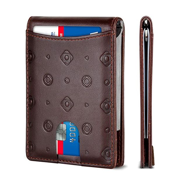 

wallet business men's leather dollar clip multifunctional card wallet, Red;black
