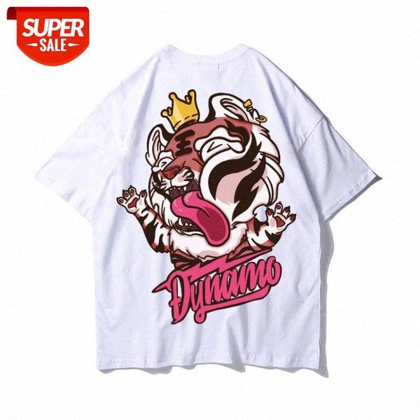 

national tide oversize loose large size short-sleeved t-shirt male ins brand printing european and american hip-hop summer couple half #a34t, White;black