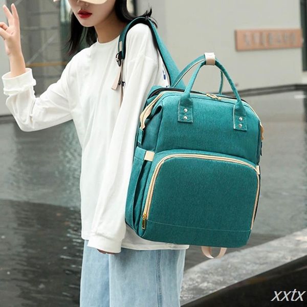 

backpack zipper baby infant nappy changing bag portable large capacity folding crib diaper stroller straps for travel outdoor