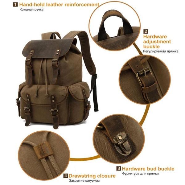 

backpack rucksack retro outdoor bag shoulder men and women travel camping