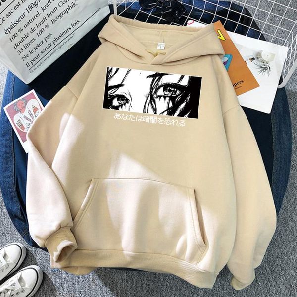 

men's hoodies & sweatshirts cool eyes black and white illustration printed man sweatshirt korean trend oversize male hoodie