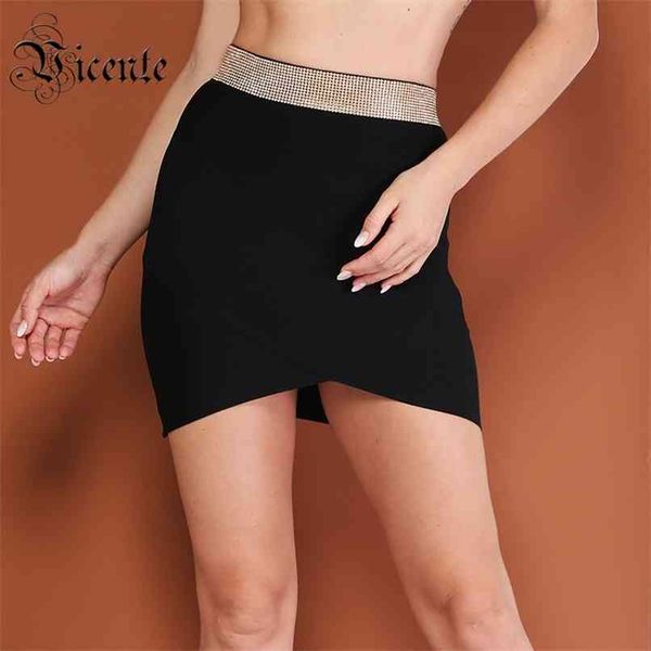 

chic waist beads design mini skirt club party casual bandage 210520, Black