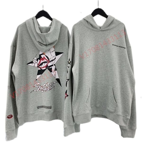 

croxin hearts chrome graffiti five star sanskrit men's and women's hooded sweater coats, White;black