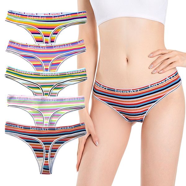 

cotton solid seamless women's g-strings panties for female low waist underwear panty colorful striped lingerie thongs, Black;white