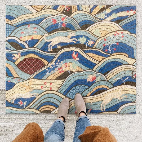 

carpets 45x75/50x90cm japanese painting door mat carpet hallway rug can be cut out dust removal pvc coil floor