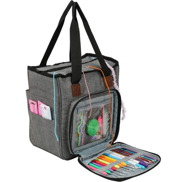 

piece wool knitting large capacity oxford cloth sewing machine cover crochet yarn storage bag handbag bags