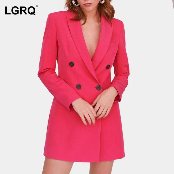 

women's suits & blazers [lgrq] women rose red casual blazer shawl collar long sleeve loose fit jacket fashion tide spring autumn 2021 1, White;black