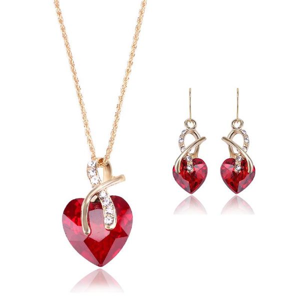 

colle crystal gold color pendant necklace fashion valentine's day luxury heart gift necklaces, Silver