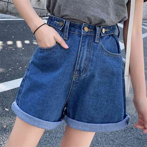 Shorts di jeans Donne Eleganti femminili in alto con la vita in alto gamba in cotone estate fahion in stile coreano abiti da donna sciolta 210621