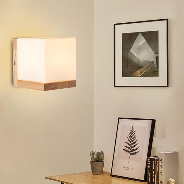 

wall lamp nordic bedroom bedside simple modern aisle study living room creative personalized solid wood