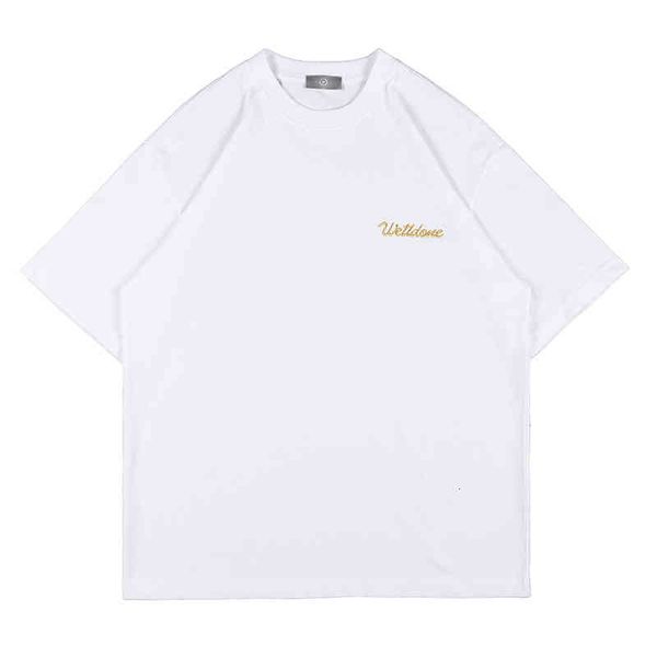 

men's t-shirts spring and summer fashion br simple small label gold silk letter embroidery short sleeve t-shirt for men women bkaz, White;black