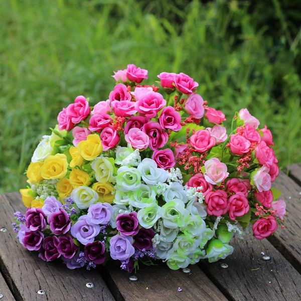 

decorative flowers & wreaths 21 heads/bouquet silk rose high-grade fake flower simulation bouquet home party valentine's day gift weedi