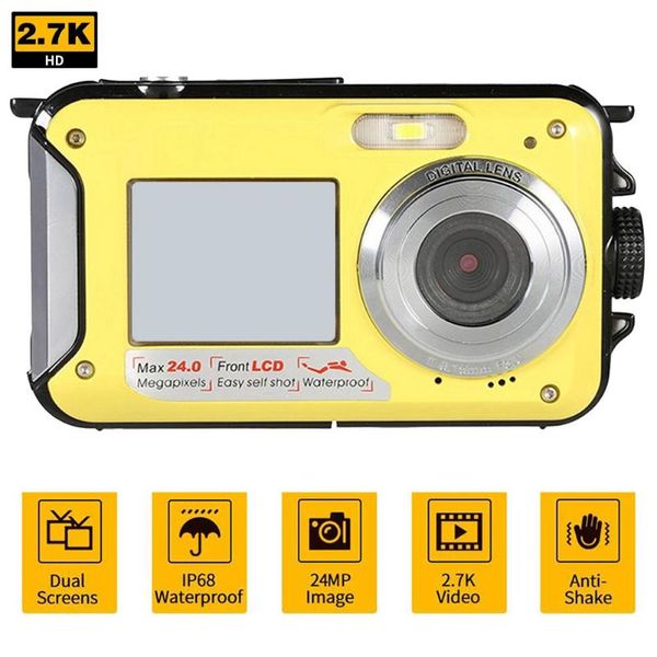 

digital camera underwater 48mp waterproof with dual screen for snorkeling swimming surfing drifting 1080p cameras