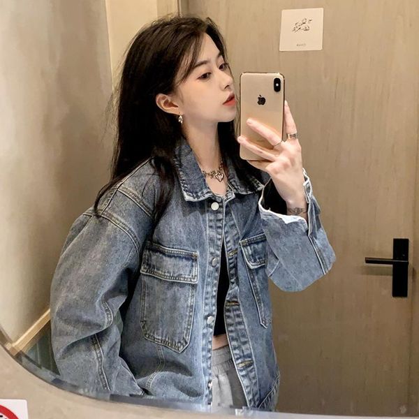 

women's jackets casual outerwear early autumn loose and thin long-sleeved short coat top, Black;brown