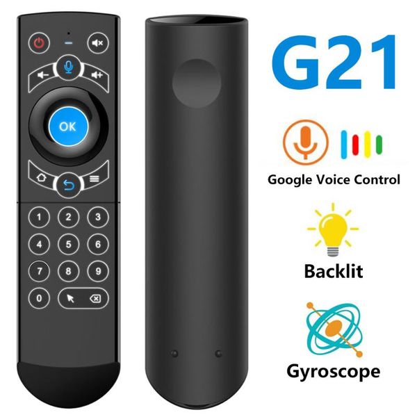 

backlit gyro ir learning wireless air mouse 2.4g smart voice remote control for x96 mini h96 max android tv box vs g10 controlers