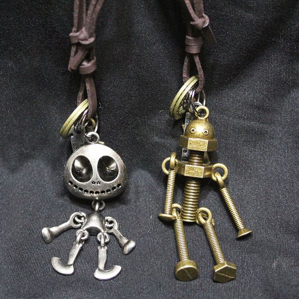 

hip hop punk street dance necklace retro robot alien pendant sweater chain cool jumping di men and women accessories, Silver