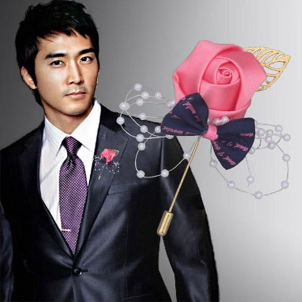 

korea bow golden leaf ribbon men's corsage beautiful bridal bridesmaid brooch wedding supply stable xh1378 decorative flowers & wreaths