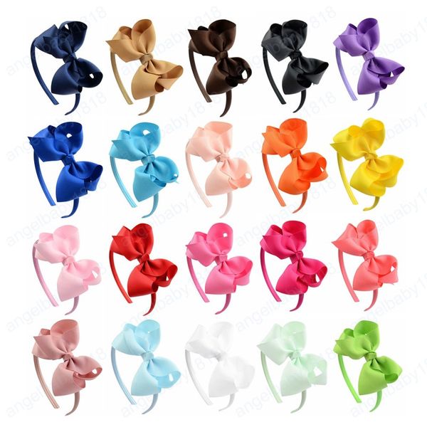 Fashion Grosgrain Ribbon BOws Baby Girls Elastico Hairband Solid Color Handmade Bowknot Toddler Hair Hoop Accessori per bambini