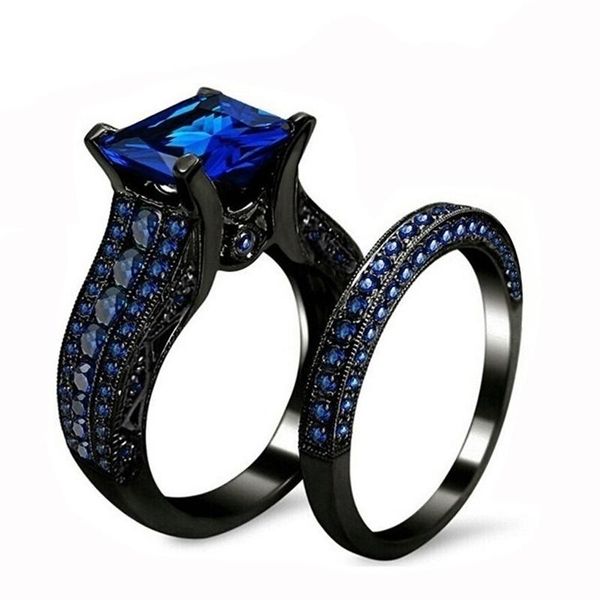 

man woman ring sets black big stone vintage alloy gothic luxury wedding rings cool bague homme sorcerer anel masculino, Slivery;golden